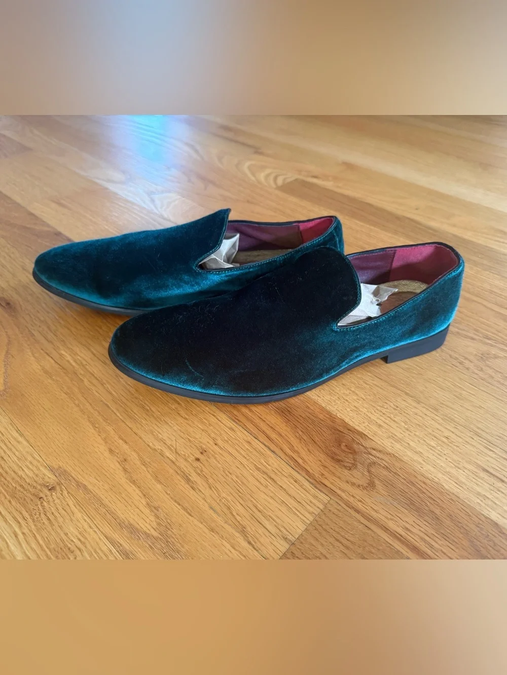 Amazon Teal Velvet Slip-On Loafers for Men